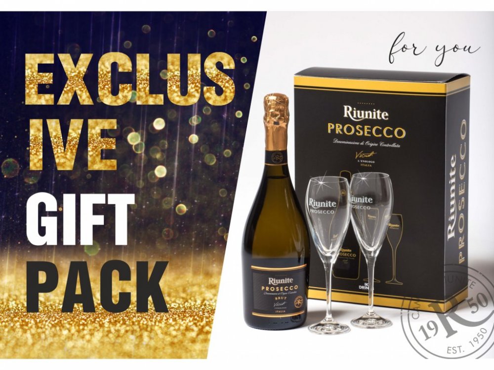 Riunite Prosecco Spumante Brut Gift Black 0