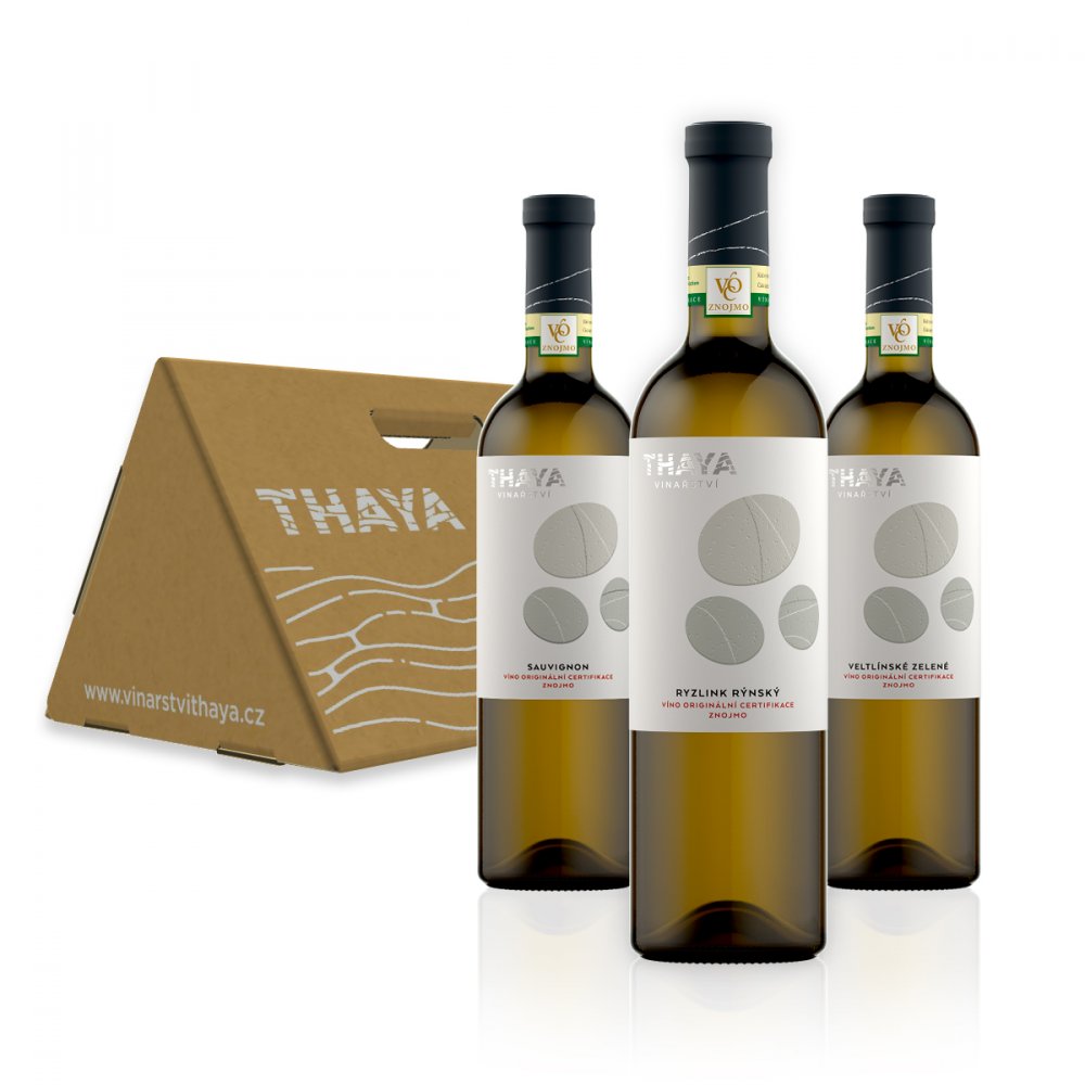 THAYA dárkový box STŘECHA - bílá vína VOC Znojmo 2020 3×0