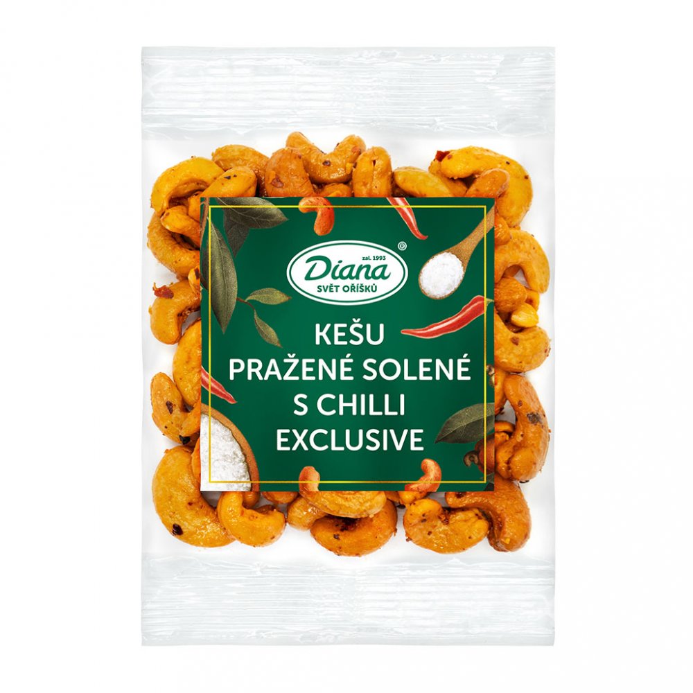 Kešu pražené solené s chilli exclusive 100g