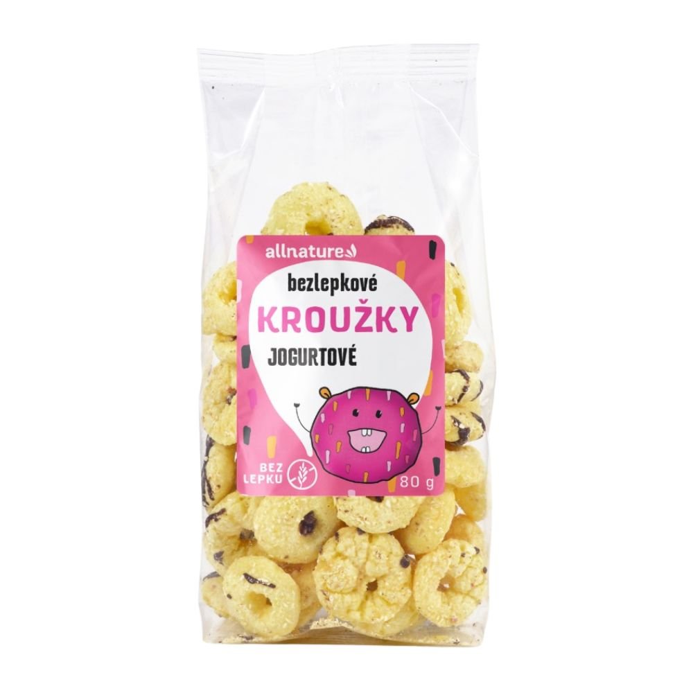 Allnature Bezlepkové Kroužky jogurtové 80g