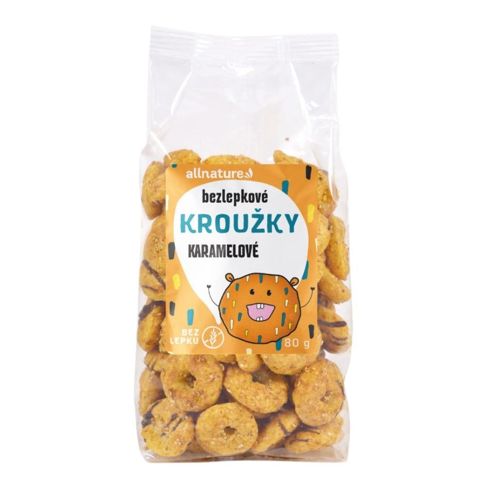 Allnature Bezlepkové Kroužky karamelové 80g